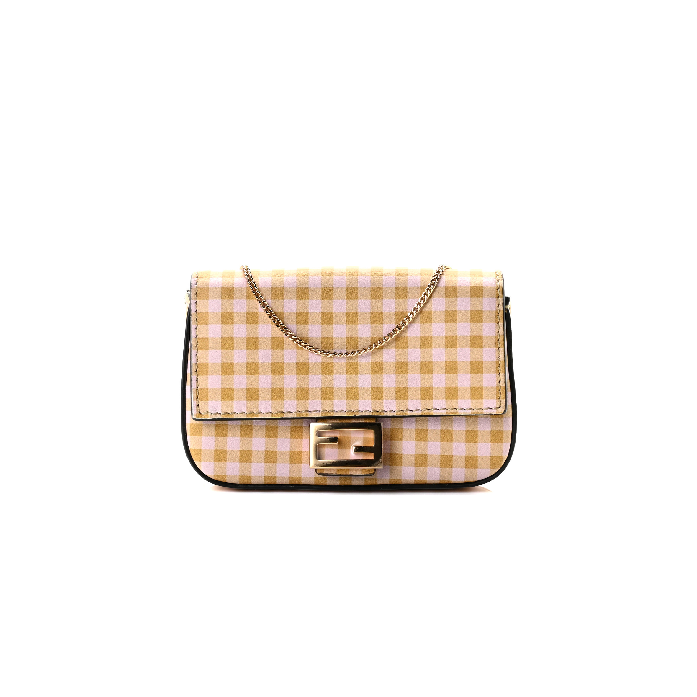 ENDI VITELLO CENTURY GINGHAM NANO BAGUETTE CHARM ROSEWOOD MUSTARD (11*7*2cm)